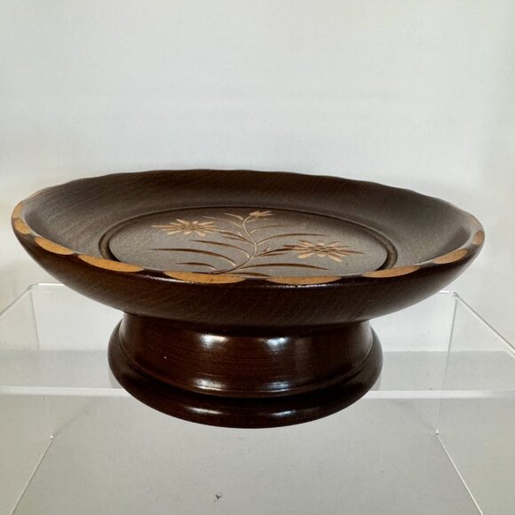 Hand Carved Wood Rotating Plate 7" Music Box-Cuendet Swiss The Sound of Music - Picture 2 of 8